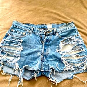 Levis  501 Vintage Distressed Jean Shorts